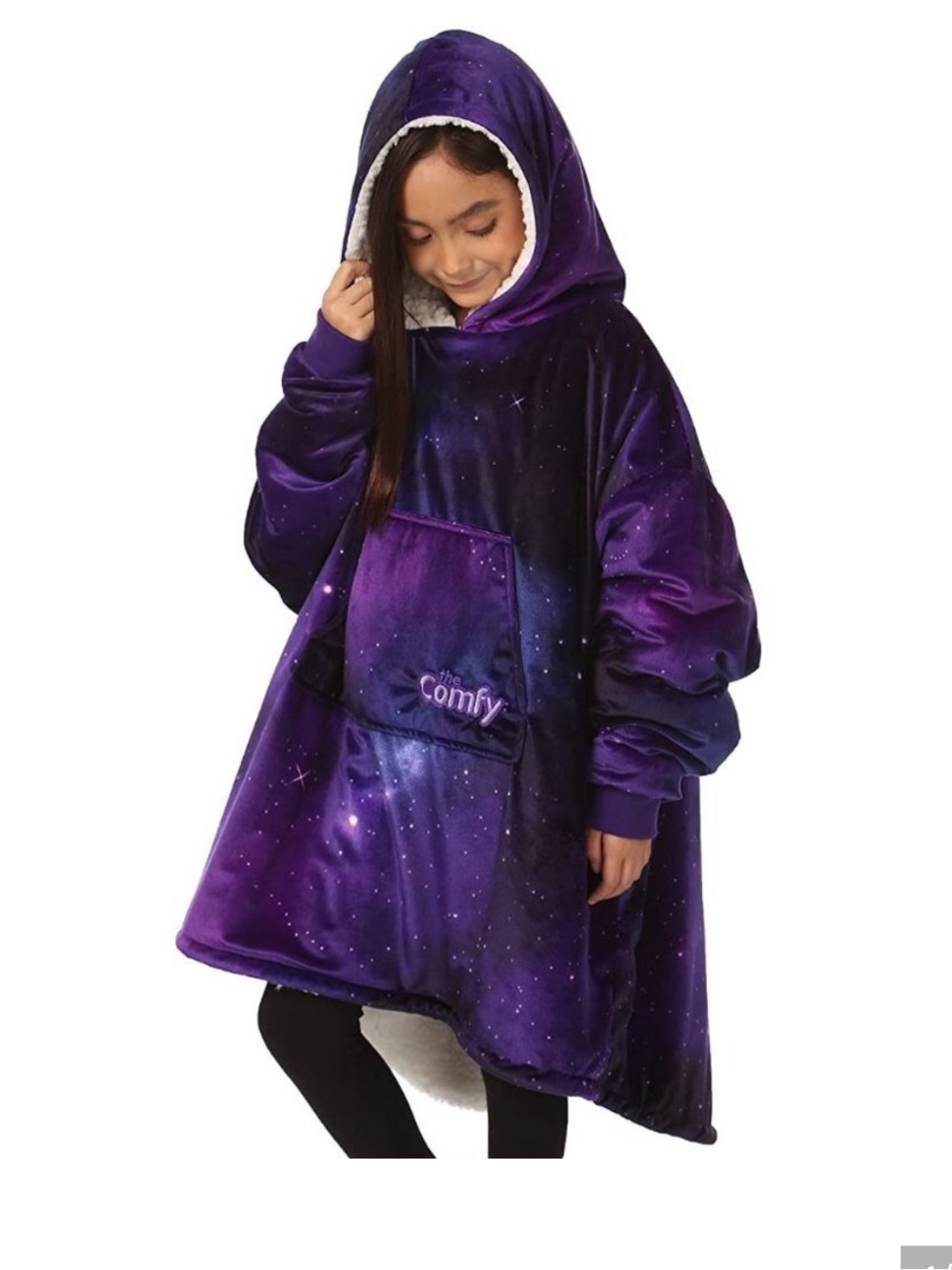 Comfy Kids Galaxy Sherpa Hoodie - Purple/Blue junior